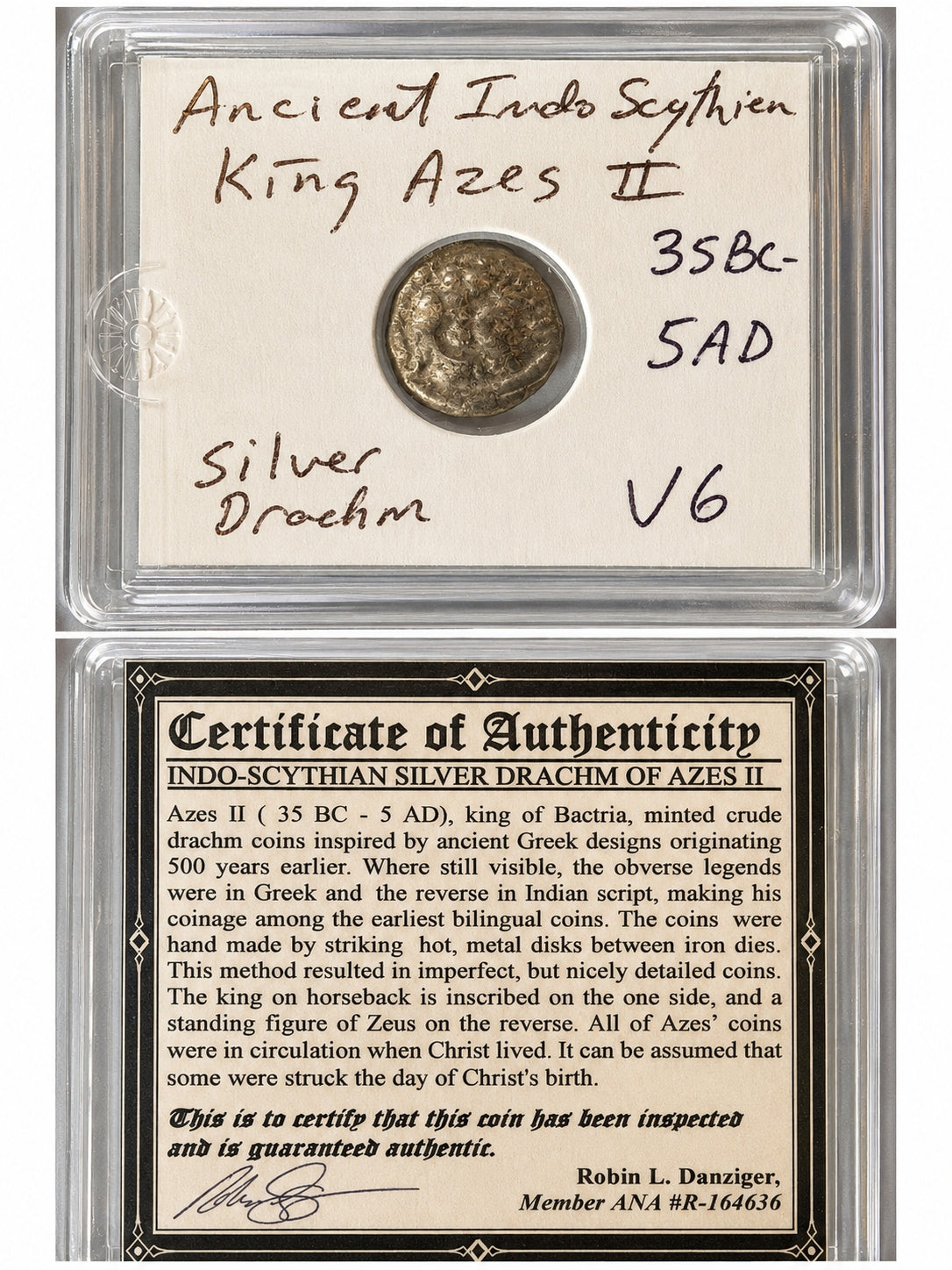 Authentic Silver Drachm of King Azes II (35 BC–5 AD)