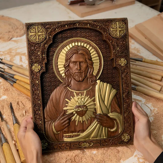 Sacred Heart Of Jesus Solid Wood Carving- Pediatric Fundraiser