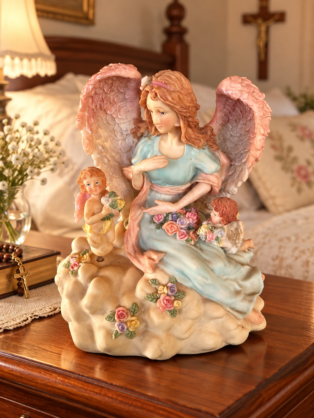 Musical Angel & Cherubs Statue — “Jesus Loves Me” ❤️