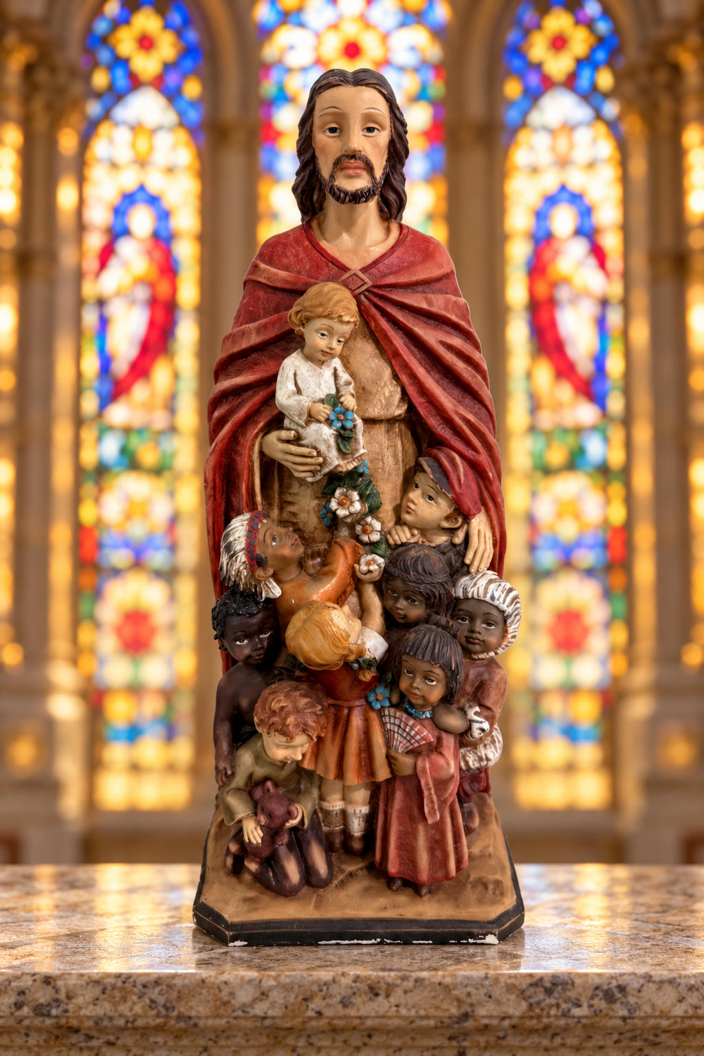 “Let the Little Children Come to Me” — Jesus with Children Statue