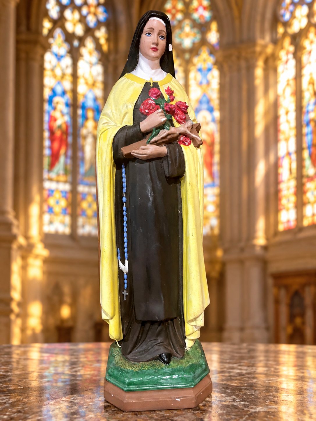 Vintage 16” St. Thérèse of Lisieux Plaster Statue
