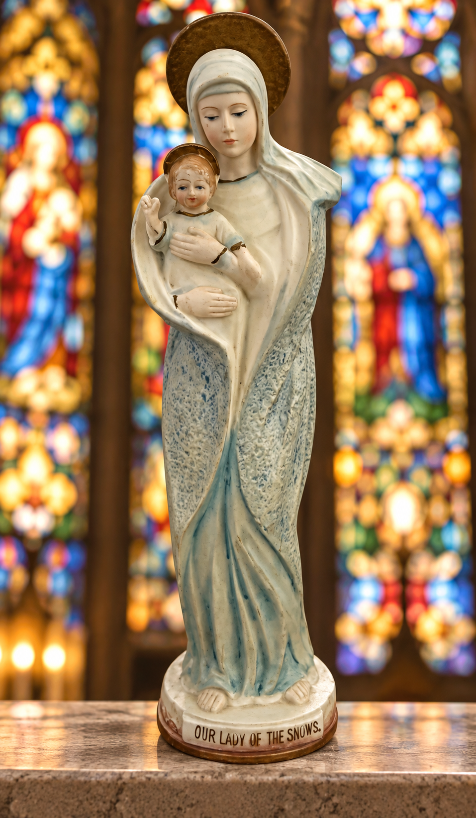 Vintage Our Lady of the Snows — Porcelain Bisque Figurine