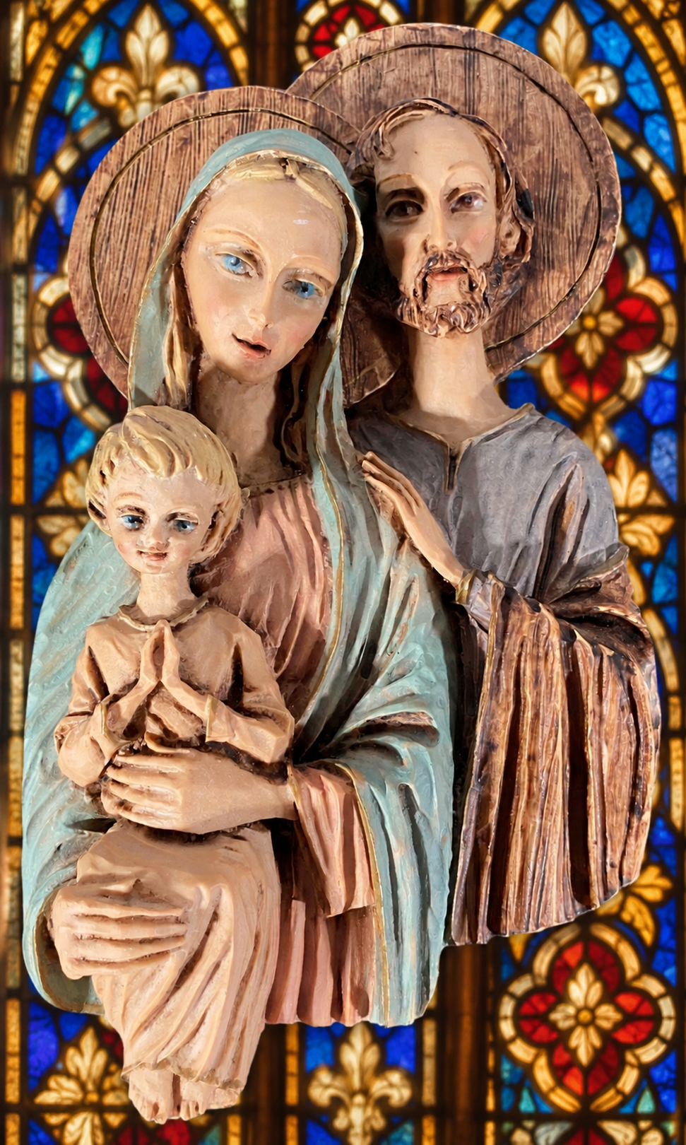 The Holy Family’s Tender Embrace — Italian Convent Wall Plaque