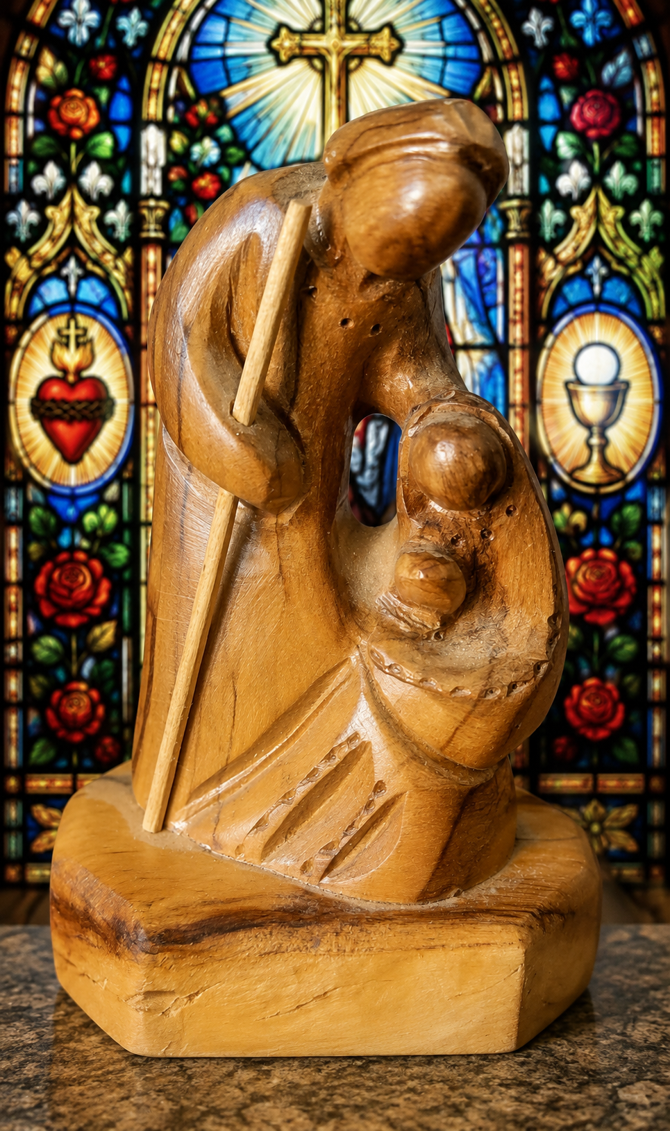 Hand-Carved Olive Wood Holy Family Statue