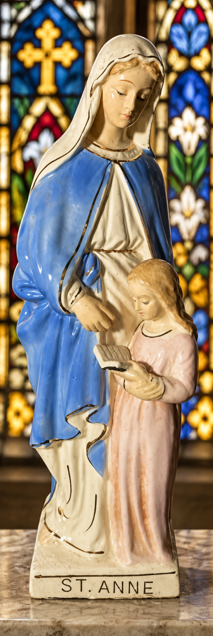 Vintage Saint Anne de Beaupré Porcelain Statue — 8 1/8"