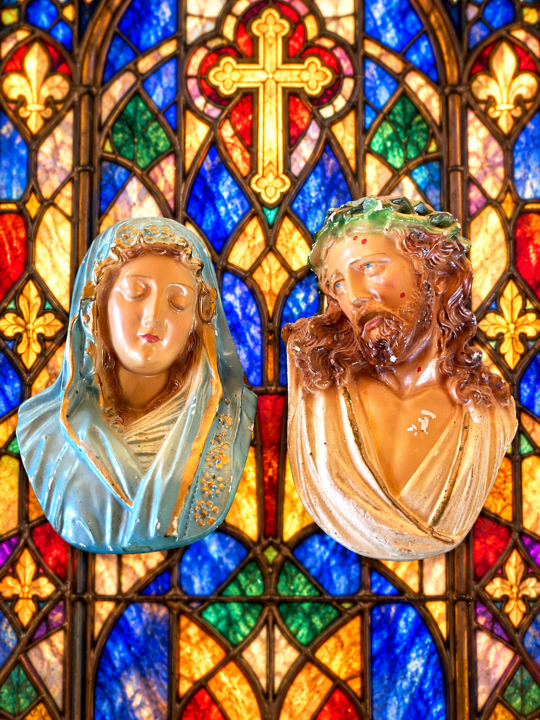 Jesus & the Blessed Mother Wall Plaques — A Beautiful Rescued Pair