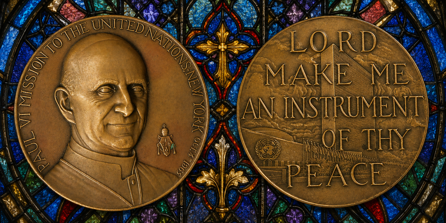 Rare Vintage Pope Paul VI "Mission to the United Nations" Commemorative Bronze Medal