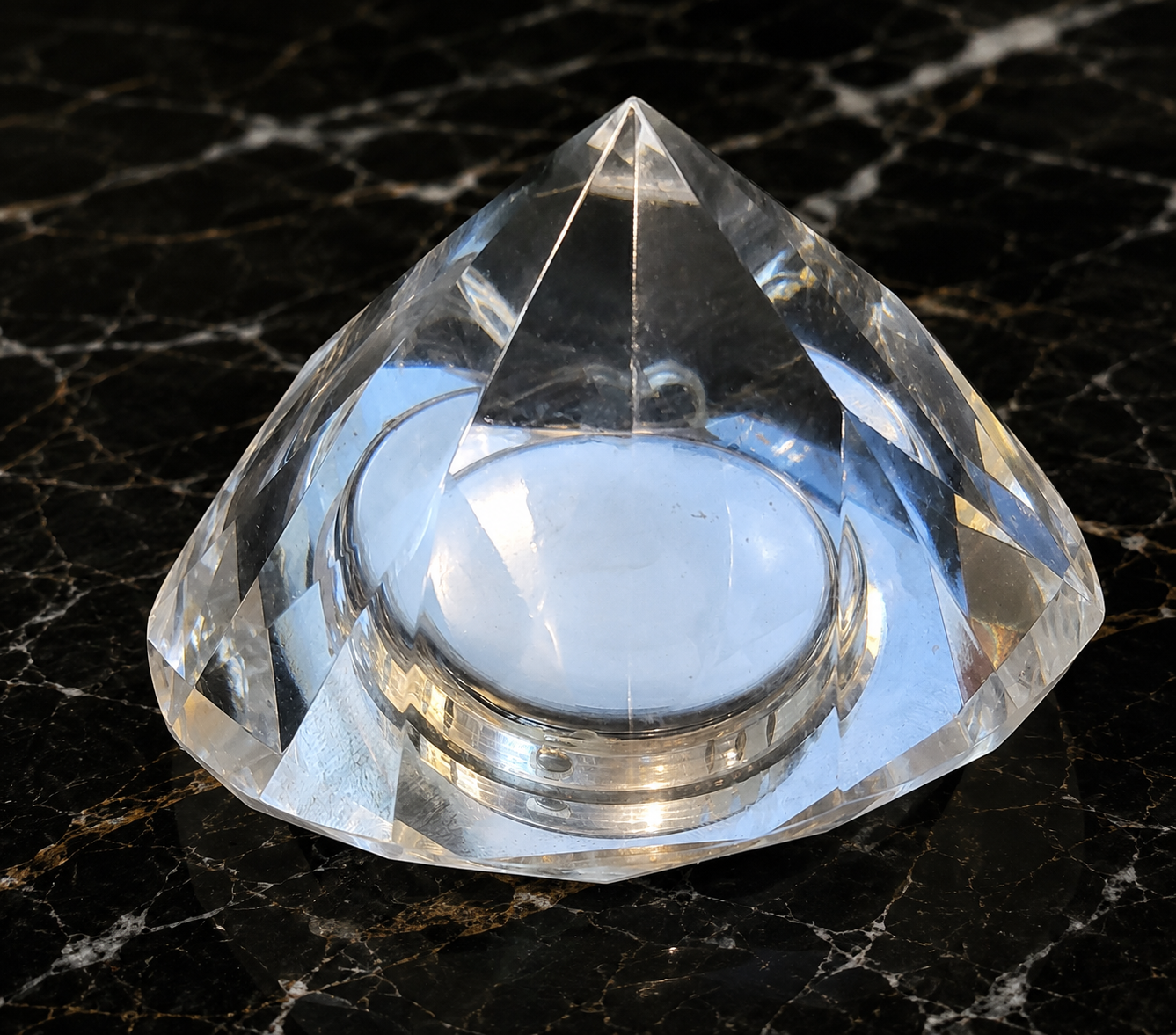 Bulova Faceted Crystal Diamond Desk Clock