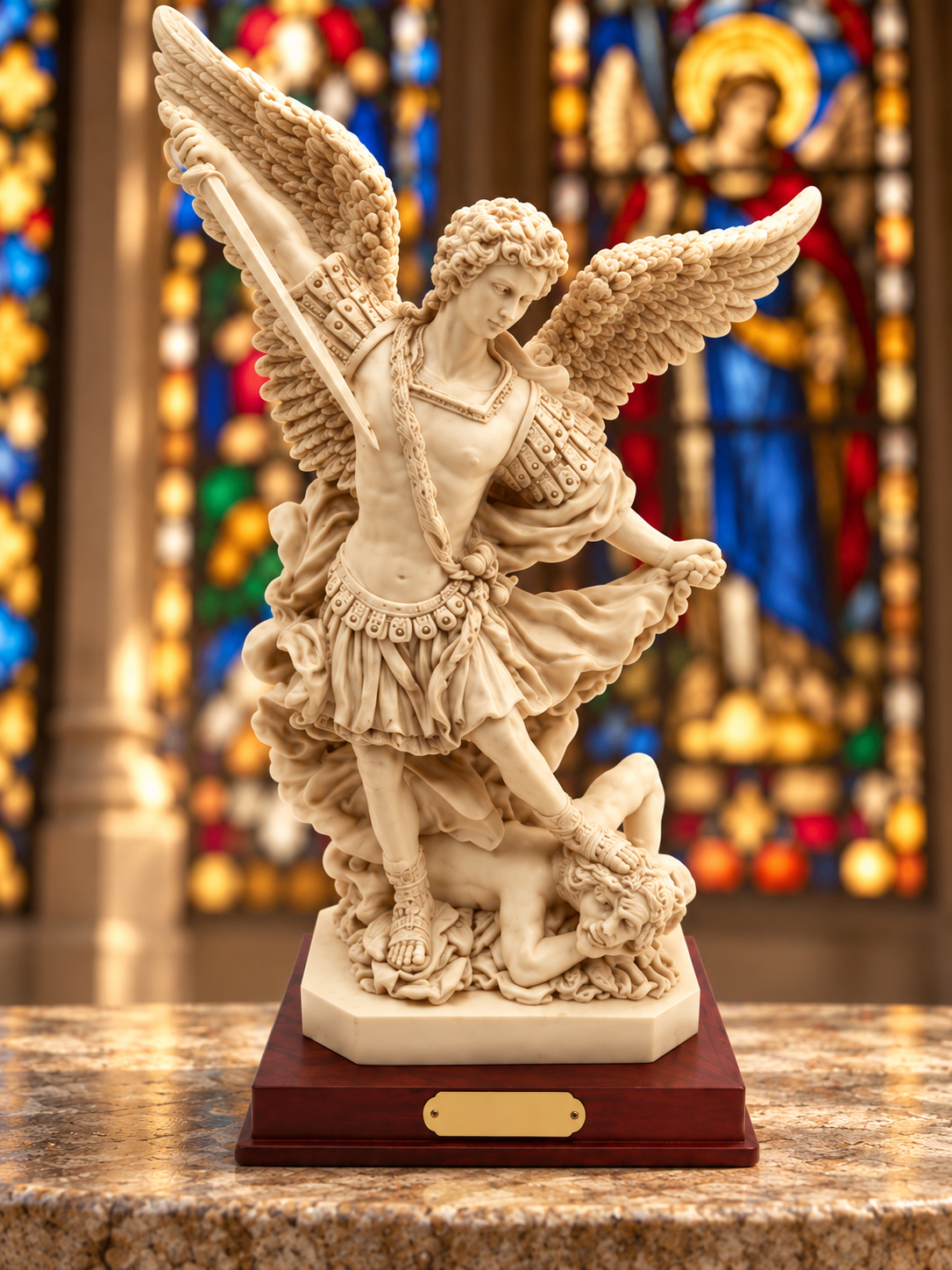 Large Vintage St. Michael the Archangel Statue — Satan’s Defeat — 13”