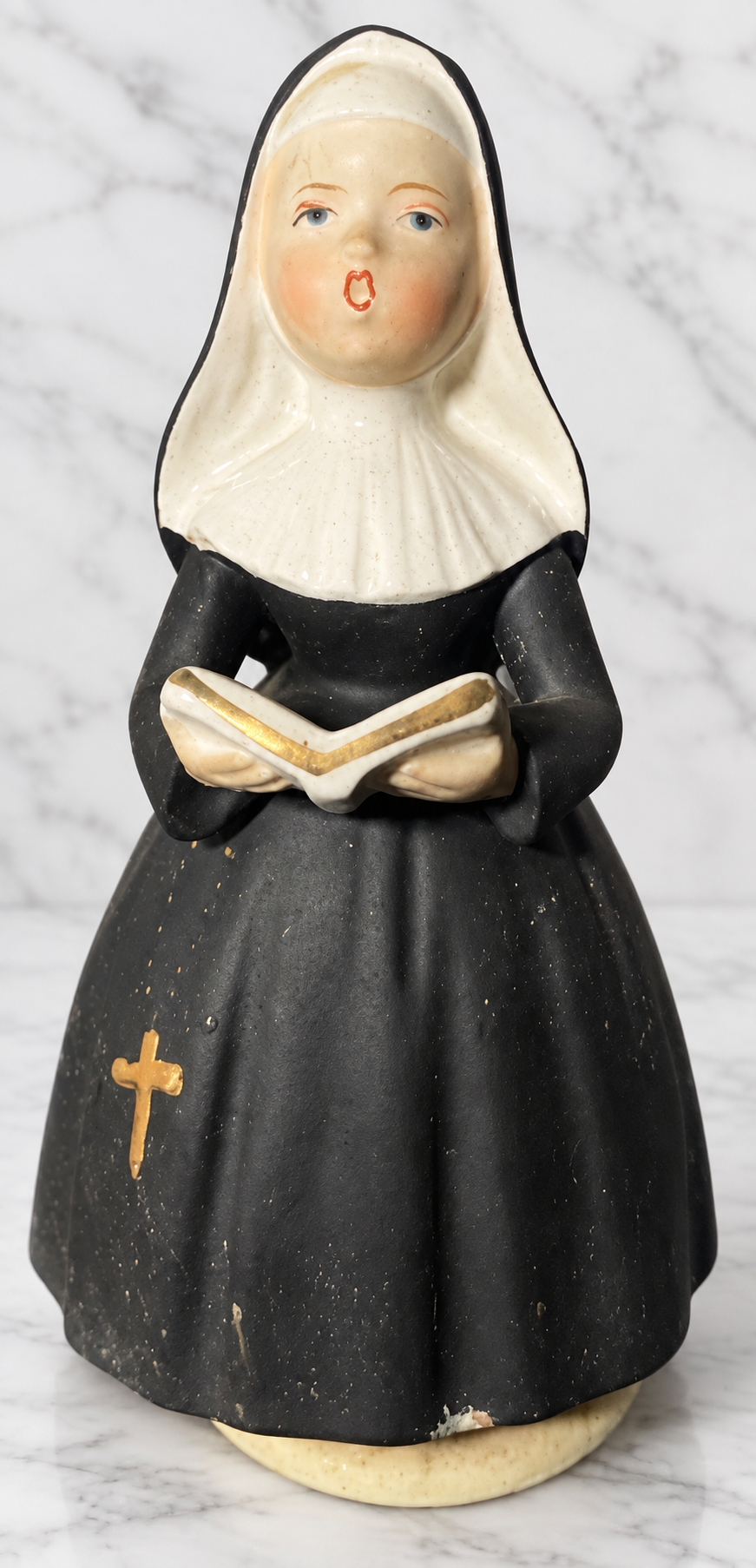 Vintage Schmid Porcelain Singing Nun Music Box – Closed Convent