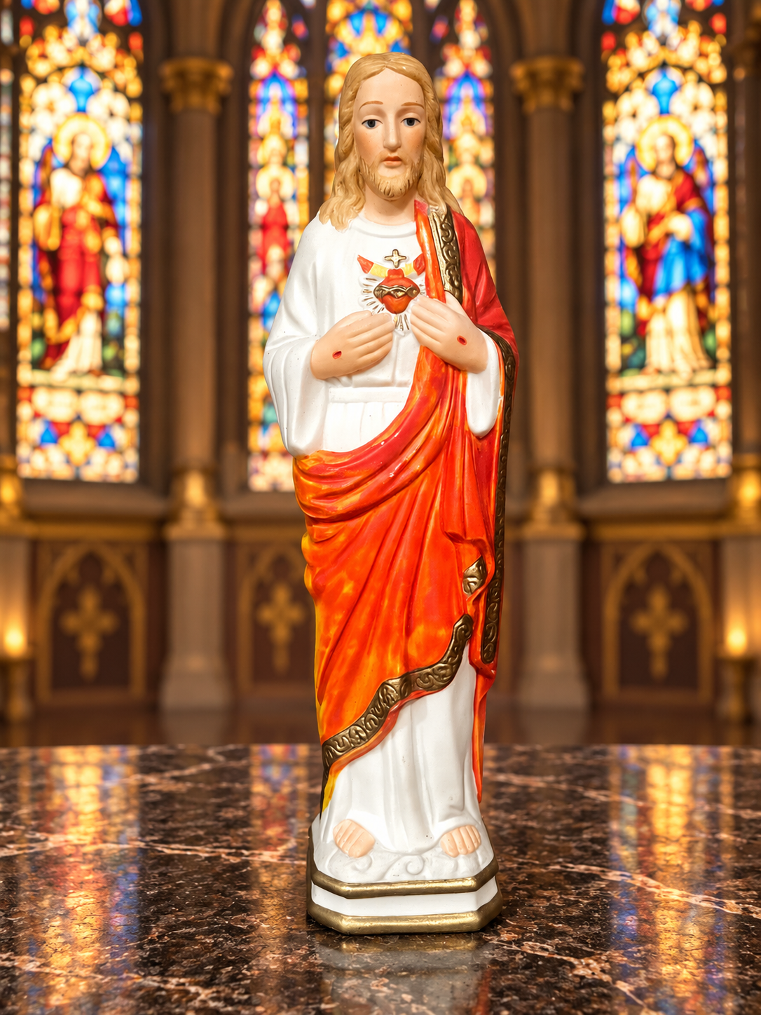 Vintage Sacred Heart of Jesus Statue — 8¼"