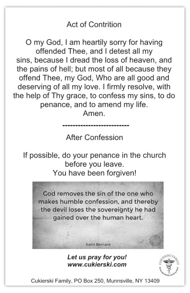 Prayer Card-How to go to Confession (Package of 10)