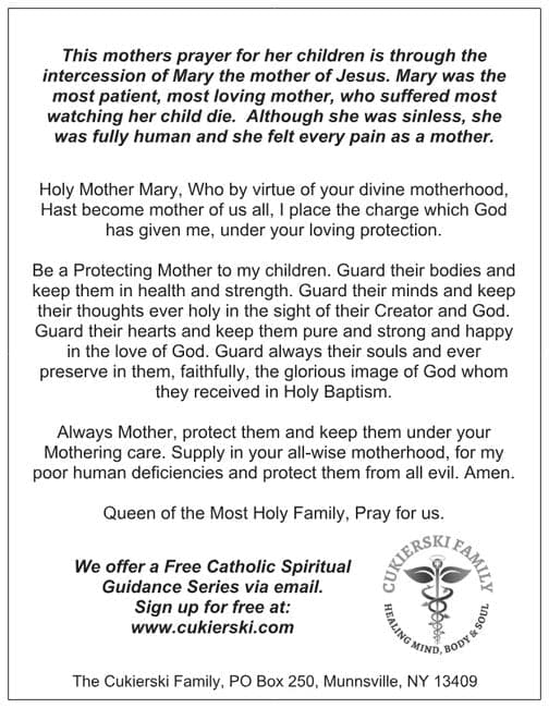 Prayer Card-A Mother's Prayer (Package of 5)