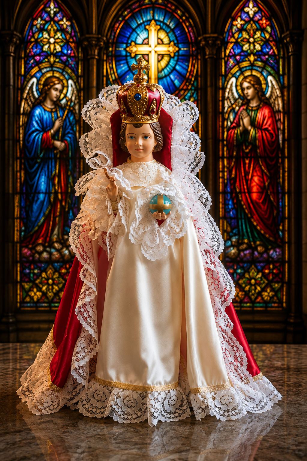 Infant of Prague Ceramic Statue with Crown