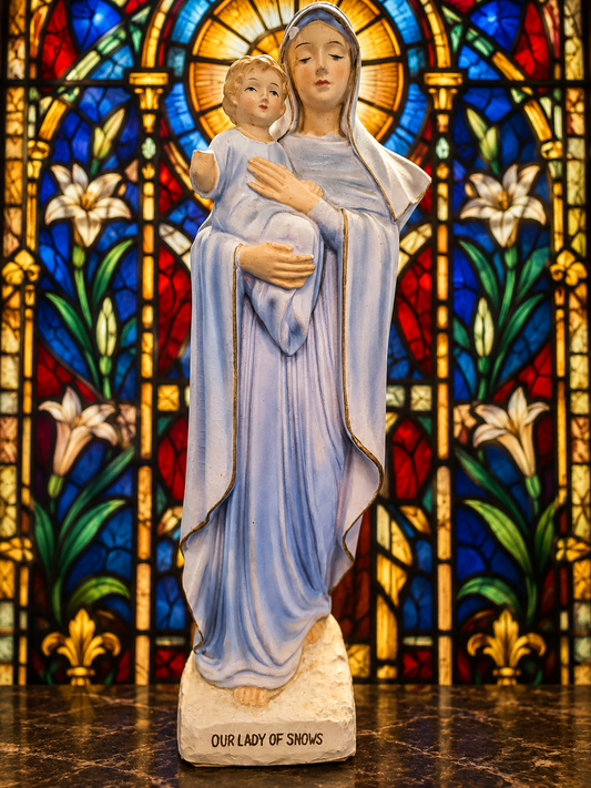 Vintage Our Lady of Snows Statue – 12" Devotional Figure
