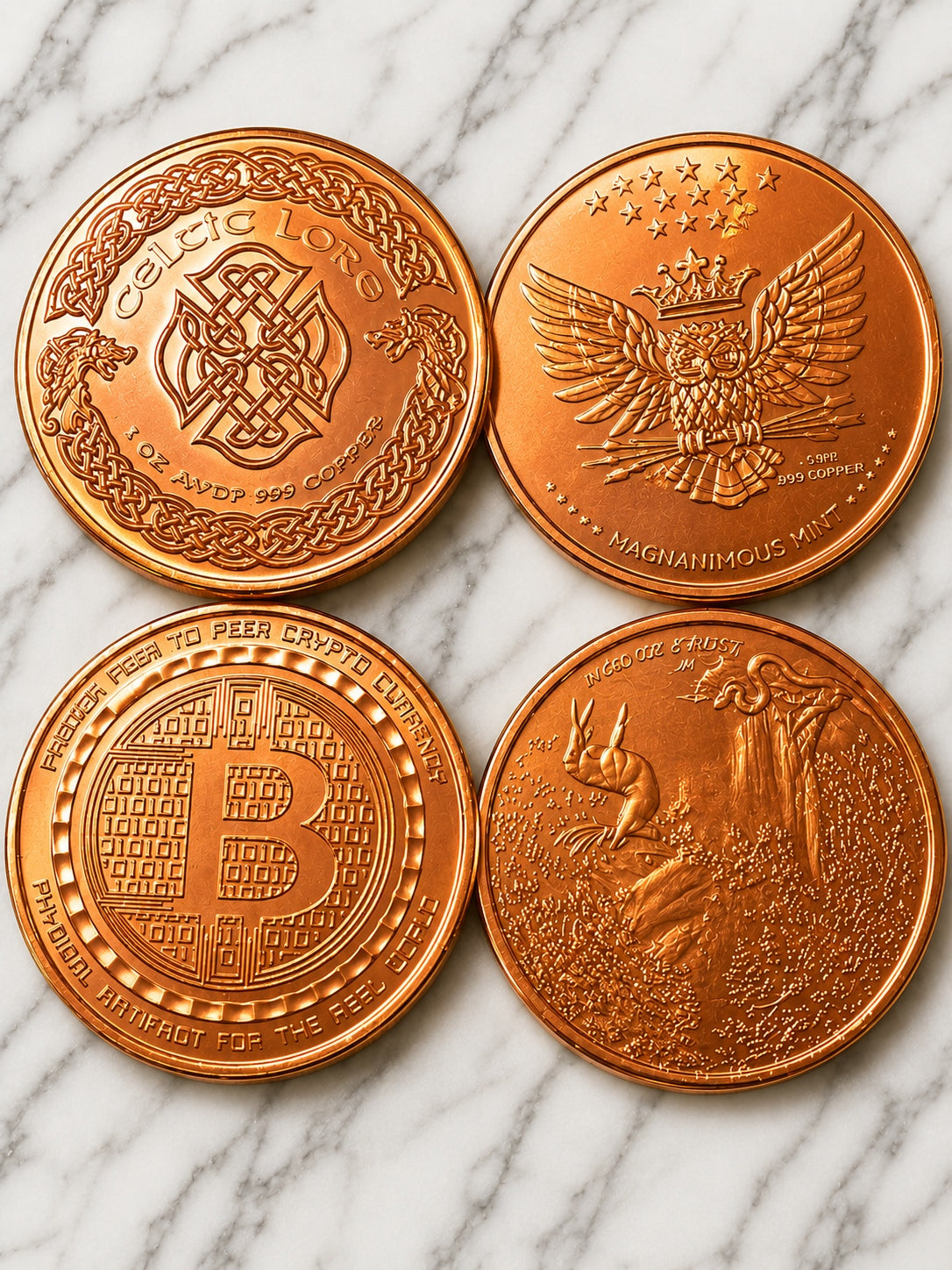 Set of 4 One-Ounce .999 Fine Copper Rounds