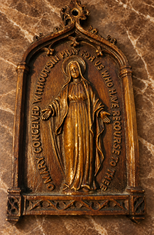 VINTAGE CONVENT MIRACULOUS MEDAL WALL PLAQUE