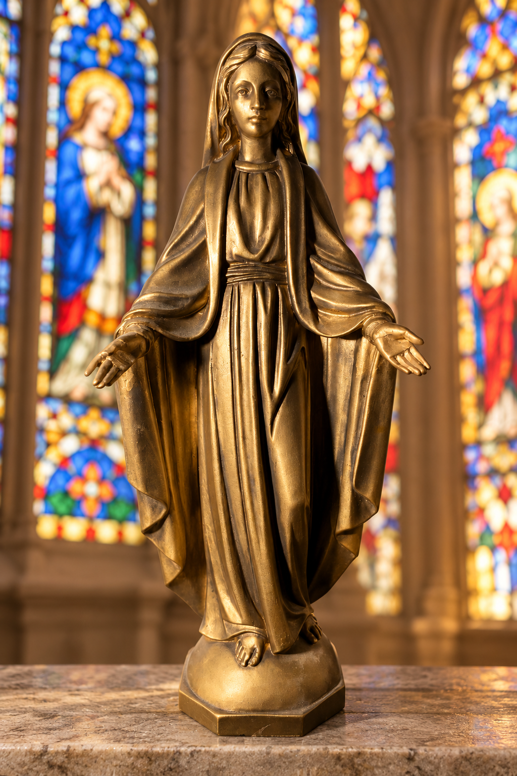 Our Lady of Grace — Bronze-Finish Statue