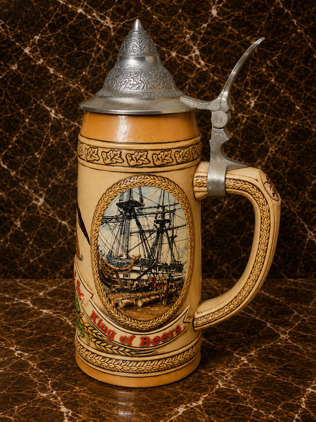 Vintage Budweiser Collector's Series "G" Lidded Beer Stein