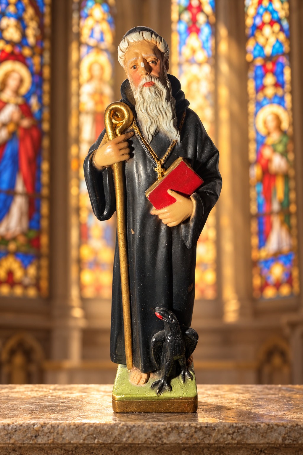 Vintage St. Benedict of Nursia Statue — Mazzolini Artcraft