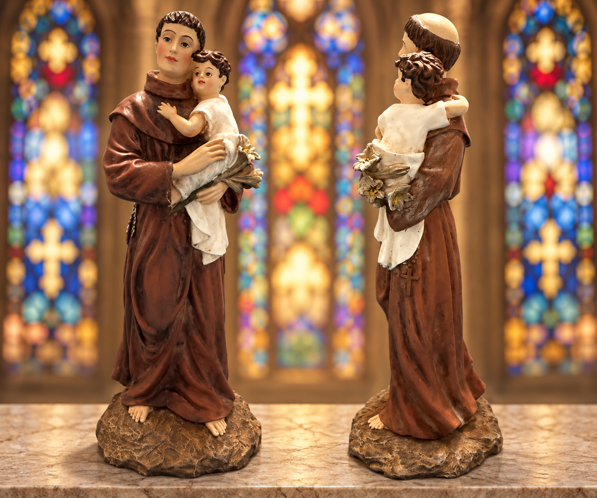 St. Anthony Holding the Child Jesus — Chalkware Statue