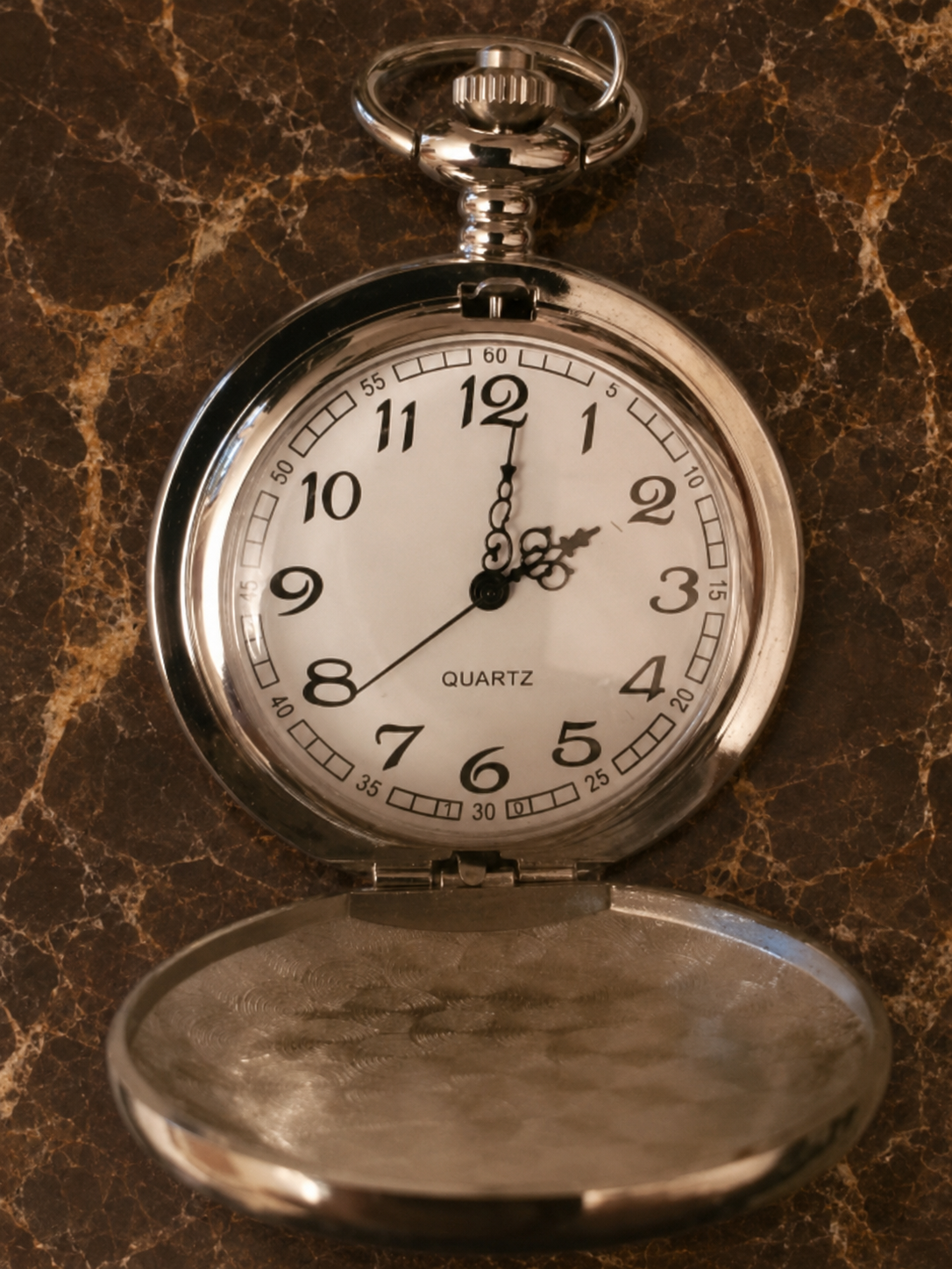 SACRED HEART OF JESUS SILVER-TONE POCKET WATCH — ORNATE FULL-HUNTER CASE
