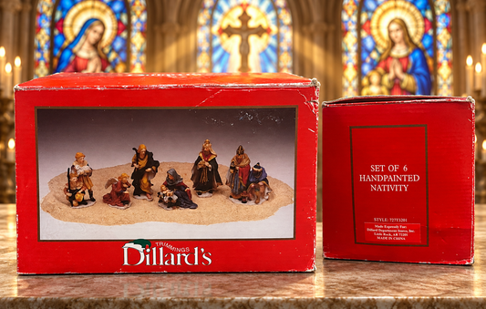 Hand-Painted Nativity Set • Six Figurines • Original Dillard’s Box