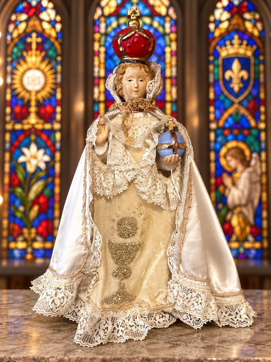 Infant of Prague with Beautiful Garments — 12½ Inches Tall