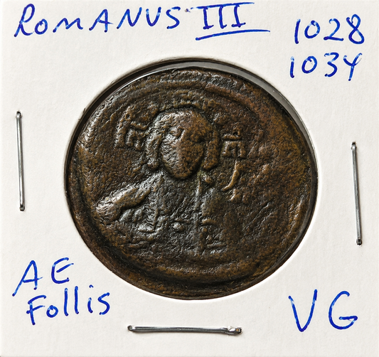 Romanos III Argyros Byzantine AE Follis (1028–1034 AD) – Christ Pantokrator ✠