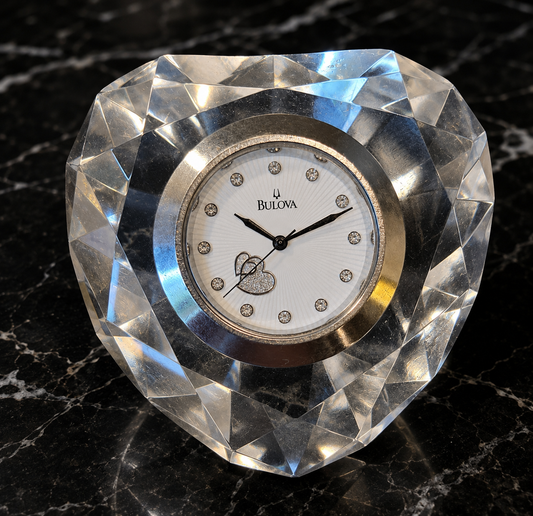 Bulova Faceted Crystal Diamond Desk Clock