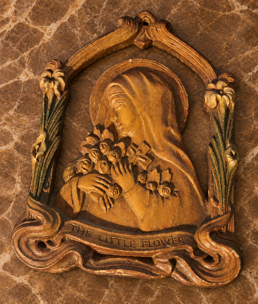 ST. THÉRÈSE, THE LITTLE FLOWER- Vintage devotional plaque