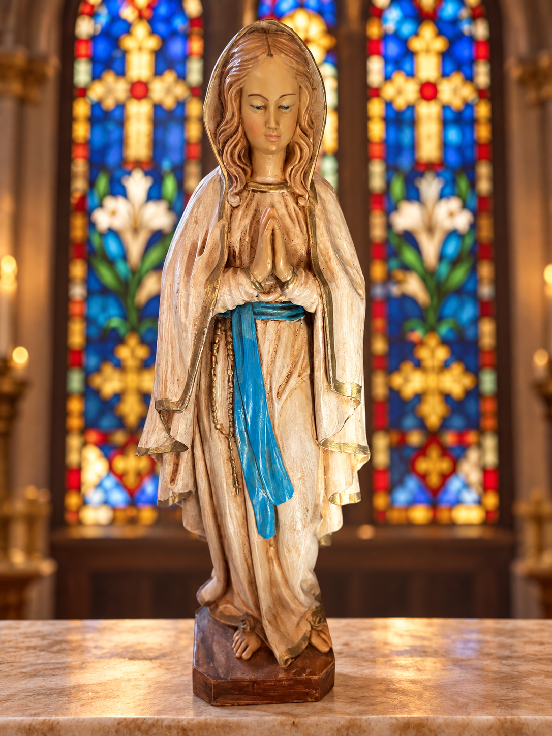 Vintage Our Lady of Lourdes Statue — 9½ Inches