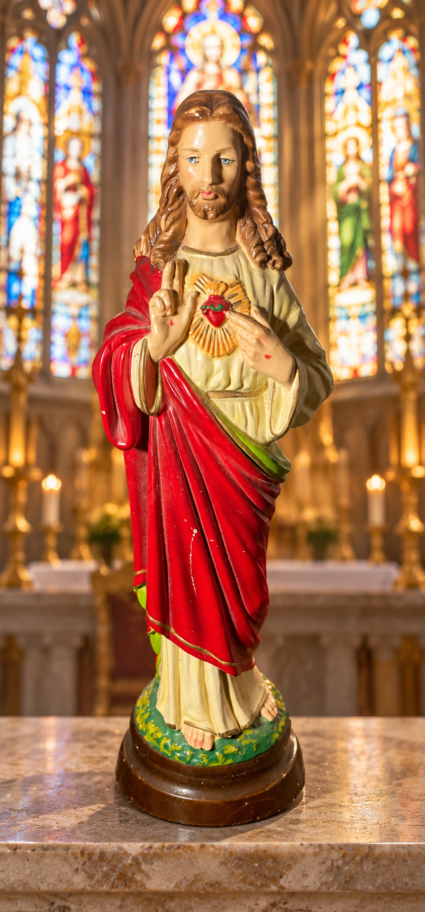 Vintage Sacred Heart of Jesus Statue