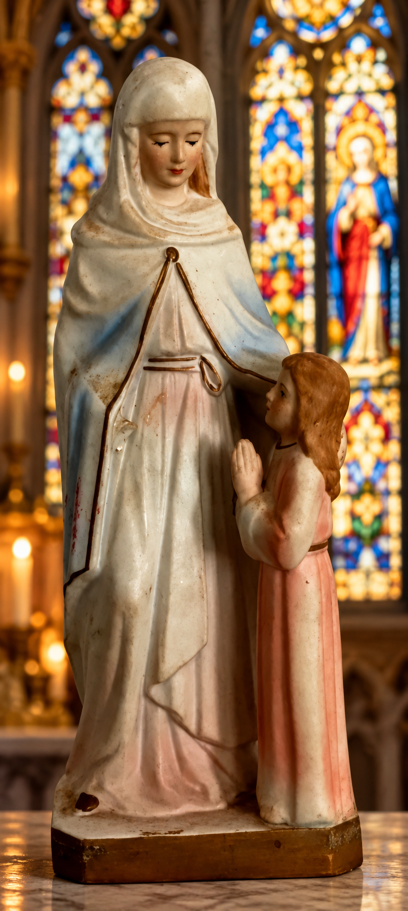 Vintage 1970s Saint Anne with the Child Virgin Mary Statue