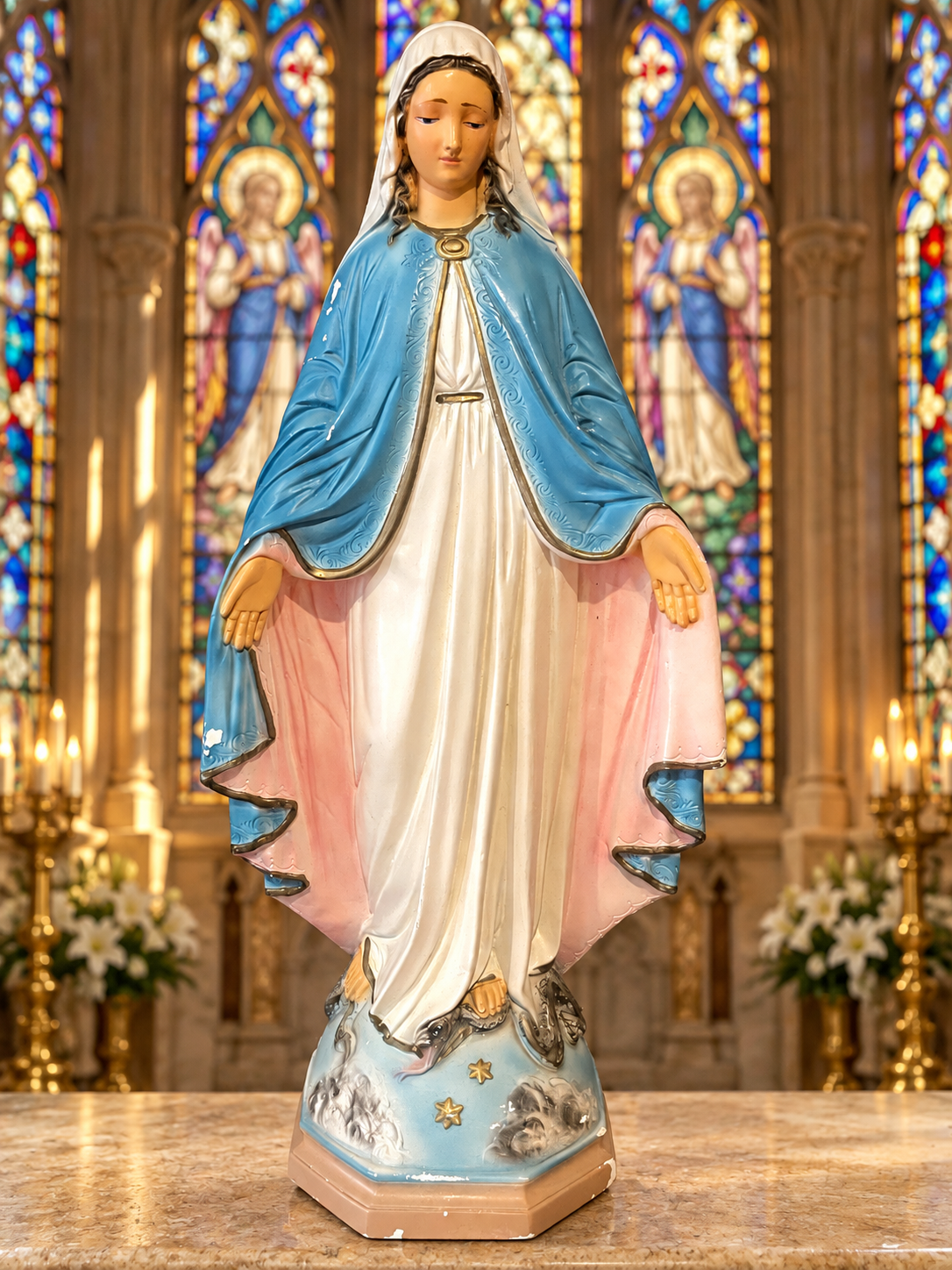 Very Large Our Blessed Mother with Open Arms — 21 Inches Tall 💙