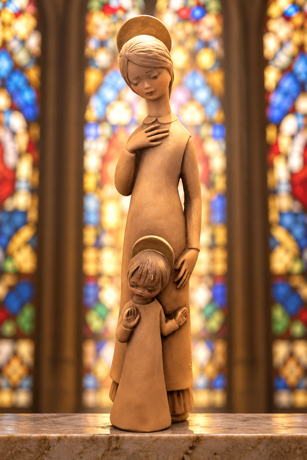 Mary &amp; the Child Jesus — Terracotta Figurine