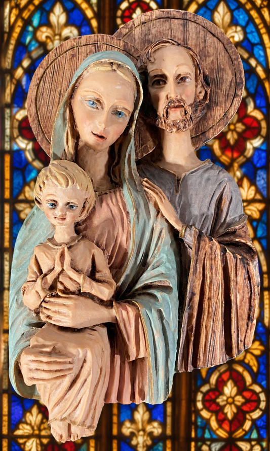 The Holy Family’s Tender Embrace — Italian Convent Wall Plaque