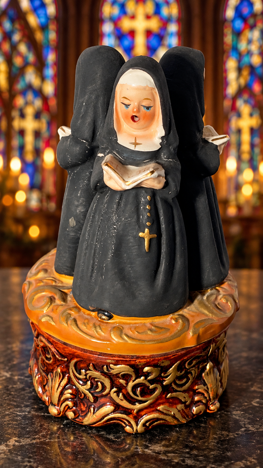 Vintage Porcelain Nuns’ Choir Music Box — Price Imports, Japan
