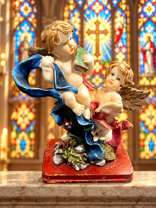 Sweet Cherub Duo Figurine — 6" Tall