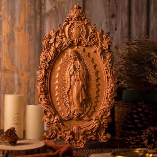 ONLY A FEW! Solid Wood Carving Our Lady of Guadalupe -Pediatric Fundraiser