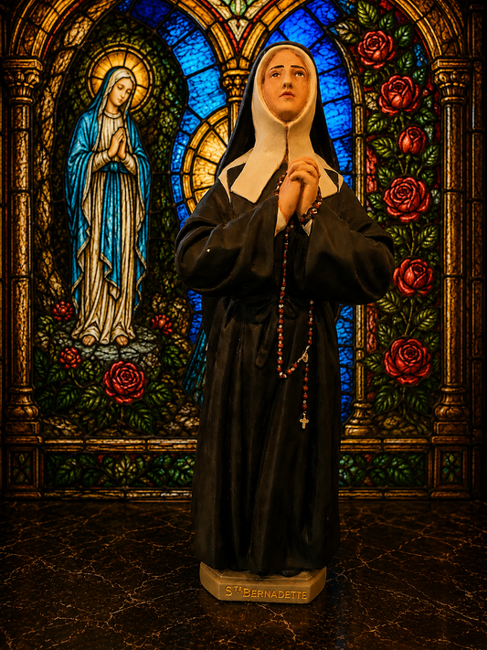 Vintage Hand-Painted St. Bernadette Statue – 12" | Believed to Be French
