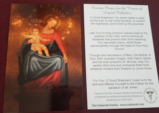 Prayer Card-Novena for the Return of Lapsed Catholics (Package of 10)