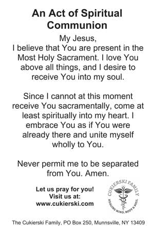 Prayer Card-Spiritual Communion (Package of 10)